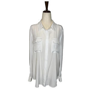 R | Label The Reset Button Down Blouse S Hidden Placket White Relaxed Minimalist